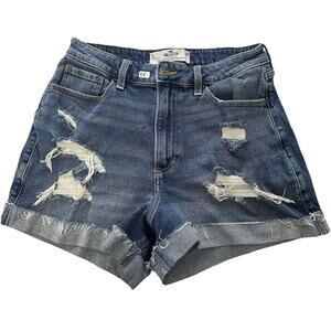 Hollister Jeans Shorts Womens Blue 29in Waist Curvy Ultra High Rise Mom Denim 9